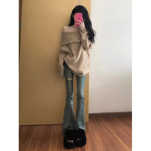 法式慵懶風軟糯內搭一字肩毛衣女秋冬季2025新爆款寬松中長款上衣