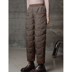 2025冬季加厚羽絨褲女防風保暖外穿輕薄感寬松休閒束腳加厚棉褲子