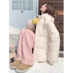 超好看碎花羽絨服女2025新款韓系甜美小個子白鴨絨加厚麵包服外套