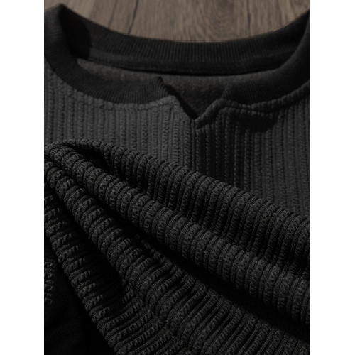 輕盈泡泡紗！痞帥V領長袖T恤男女春秋季高級感男裝衛衣內搭打底衫