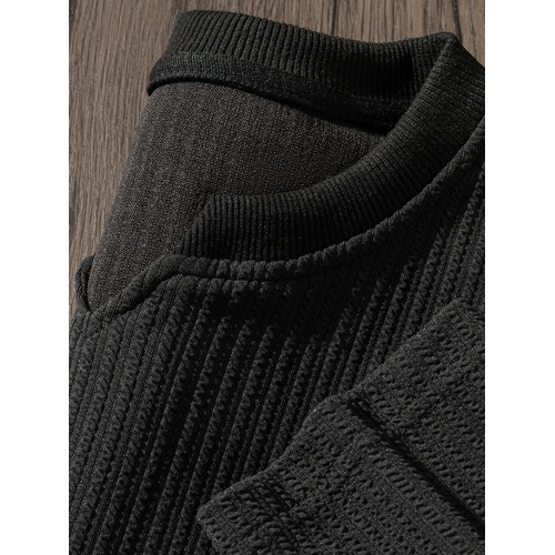 輕盈泡泡紗！痞帥V領長袖T恤男女春秋季高級感男裝衛衣內搭打底衫