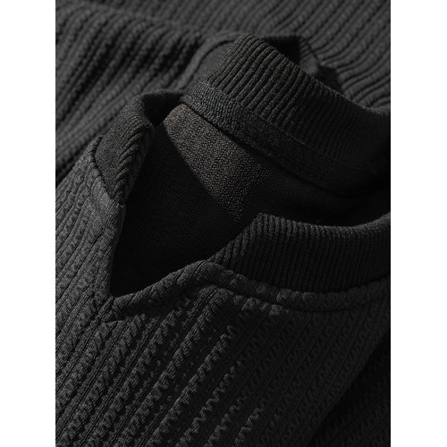 輕盈泡泡紗！痞帥V領長袖T恤男女春秋季高級感男裝衛衣內搭打底衫