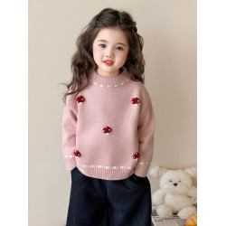 女童毛衣2025新款秋冬裝兒童洋氣針織衫蘑菇保暖上衣打底衫潮