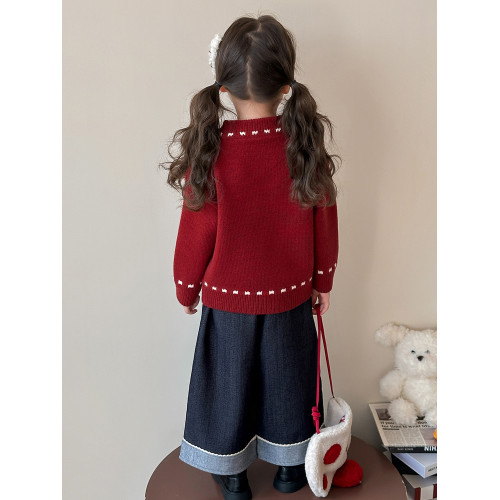 女童毛衣2025新款秋冬裝兒童洋氣針織衫蘑菇保暖上衣打底衫潮