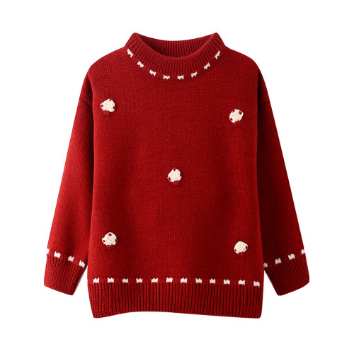 女童毛衣2025新款秋冬裝兒童洋氣針織衫蘑菇保暖上衣打底衫潮