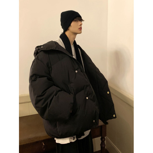冬季羽絨服男士港風寬松麵包服連帽加厚青少年ins潮大碼外套 冬季羽絨服男士港風寬松麵包服連帽加厚青少年ins潮大碼外套