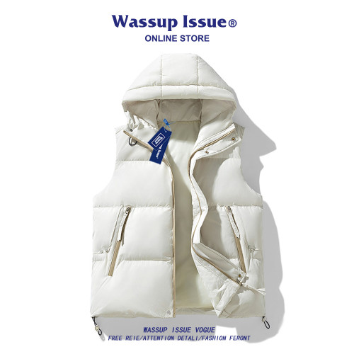 WASSUP ISSUE美式潮流加厚坎肩馬甲男款冬季連帽保暖羽絨服背心男 WASSUP ISSUE美式潮流加厚坎肩馬甲男款冬季連帽保暖羽絨服背心男