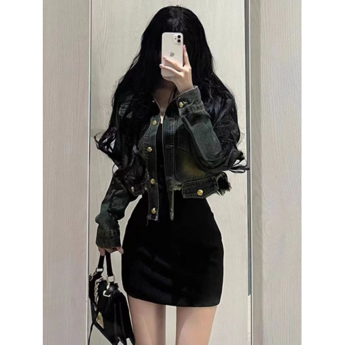 小個子短款牛仔外套女春秋季2025新款美式復古高級感寬松夾克上衣 小個子短款牛仔外套女春秋季2025新款美式復古高級感寬松夾克上衣