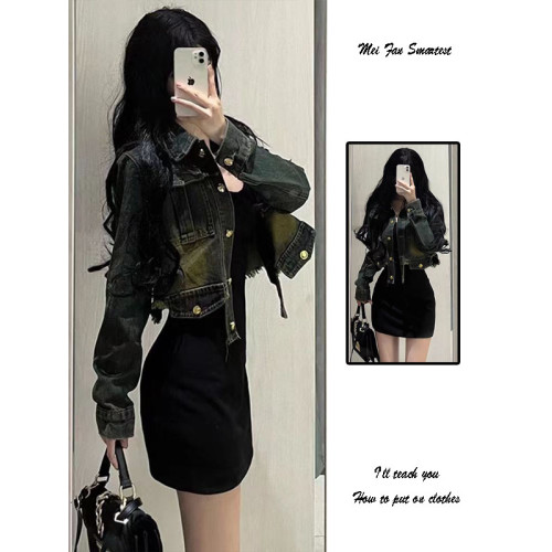 小個子短款牛仔外套女春秋季2025新款美式復古高級感寬松夾克上衣 小個子短款牛仔外套女春秋季2025新款美式復古高級感寬松夾克上衣