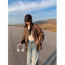 皮衣外套女短款2025秋季新款港風黑色pu小個子美式復古機車服夾克