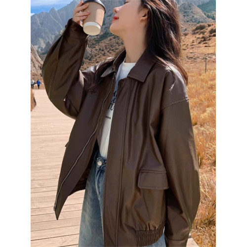 皮衣外套女短款2025秋季新款港風黑色pu小個子美式復古機車服夾克 皮衣外套女短款2025秋季新款港風黑色pu小個子美式復古機車服夾克