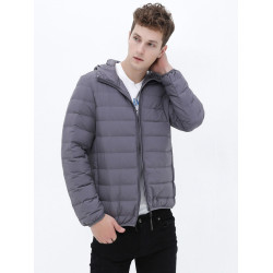 秋冬新款高品質輕薄款羽絨服男短款連帽無縫壓膠休閒外套90白鴨絨