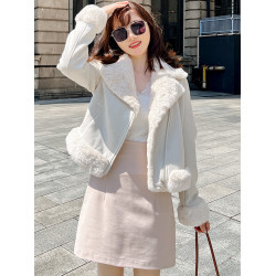 2022秋冬款女裝日系百搭復古機車麂皮絨短外套棉衣小個子上衣女士