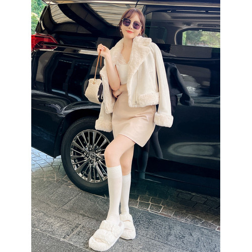 2022秋冬款女裝日系百搭復古機車麂皮絨短外套棉衣小個子上衣女士 2022秋冬款女裝日系百搭復古機車麂皮絨短外套棉衣小個子上衣女士