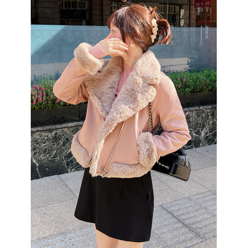 2022秋冬款女裝日系百搭復古機車麂皮絨短外套棉衣小個子上衣女士 2022秋冬款女裝日系百搭復古機車麂皮絨短外套棉衣小個子上衣女士