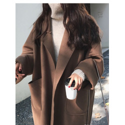 羊絨大衣女200斤秋冬新款胖mm寬松中長款小個子鬭篷毛呢外套加厚