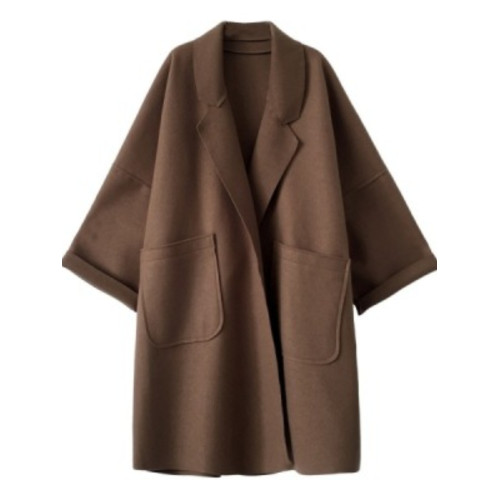 羊絨大衣女200斤秋冬新款胖mm寬松中長款小個子鬭篷毛呢外套加厚