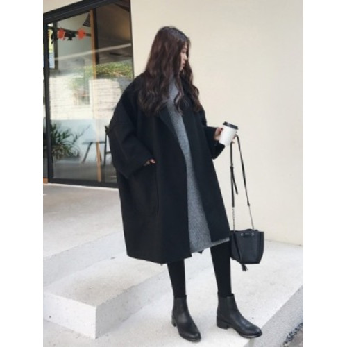 羊絨大衣女200斤秋冬新款胖mm寬松中長款小個子鬭篷毛呢外套加厚