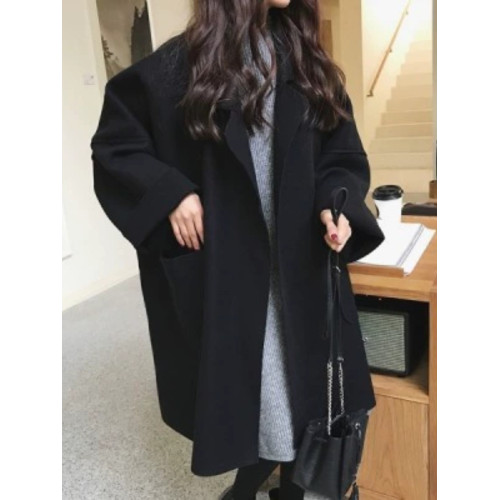 羊絨大衣女200斤秋冬新款胖mm寬松中長款小個子鬭篷毛呢外套加厚