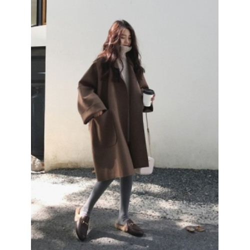 羊絨大衣女200斤秋冬新款胖mm寬松中長款小個子鬭篷毛呢外套加厚