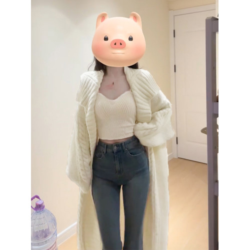 白色長款毛衣外套女春秋2025新款慵懶高級感秋冬季針織衫開衫上衣