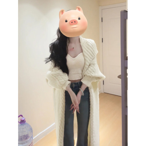 白色長款毛衣外套女春秋2025新款慵懶高級感秋冬季針織衫開衫上衣