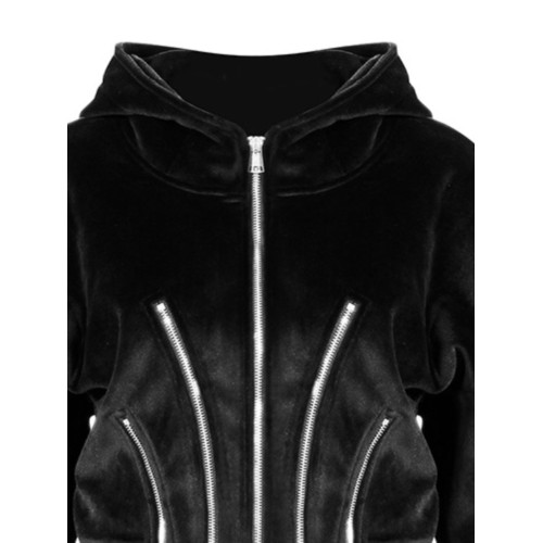 設計感小衆寬松收腰加絨加厚拉鍊金絲絨短款連帽衛衣開衫外套女秋 設計感小衆寬松收腰加絨加厚拉鍊金絲絨短款連帽衛衣開衫外套女秋