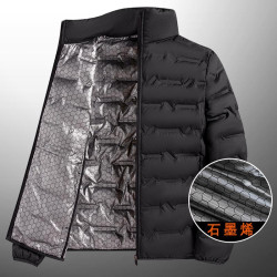 石墨烯羽絨服男款輕薄立領保暖白鴨絨內膽中老年冬季防風防水外套