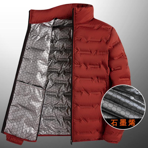 石墨烯羽絨服男款輕薄立領保暖白鴨絨內膽中老年冬季防風防水外套 石墨烯羽絨服男款輕薄立領保暖白鴨絨內膽中老年冬季防風防水外套