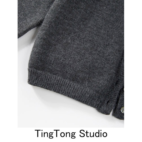 學院風POLO領假兩件毛衣外套女秋冬新款復古氣質減齡短款針織開衫 學院風POLO領假兩件毛衣外套女秋冬新款復古氣質減齡短款針織開衫