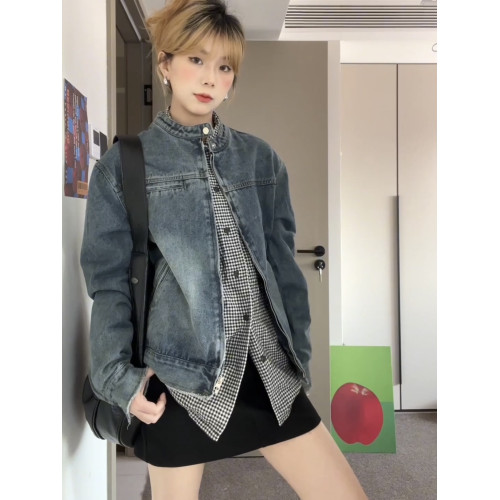 美式高級感做舊牛仔長袖外套女秋季超好看顯瘦別致外搭開衫夾克潮 美式高級感做舊牛仔長袖外套女秋季超好看顯瘦別致外搭開衫夾克潮