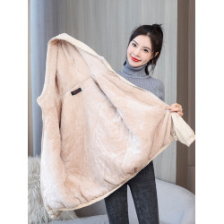 加絨加厚冬季連帽外套女士保暖防水棉衣新款休閒時尚百搭短款上衣