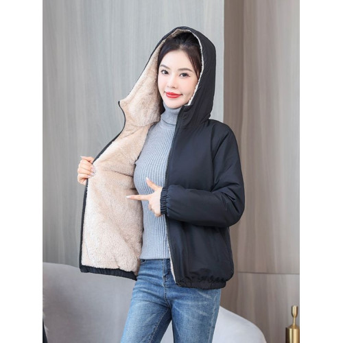 加絨加厚冬季連帽外套女士保暖防水棉衣新款休閒時尚百搭短款上衣 加絨加厚冬季連帽外套女士保暖防水棉衣新款休閒時尚百搭短款上衣