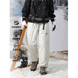 白鴨絨軟殼沖鋒羽絨褲男女冬季零下40度極寒東北過冬工裝滑雪褲子