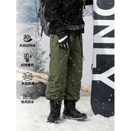 白鴨絨軟殼沖鋒羽絨褲男女冬季零下40度極寒東北過冬工裝滑雪褲子 白鴨絨軟殼沖鋒羽絨褲男女冬季零下40度極寒東北過冬工裝滑雪褲子