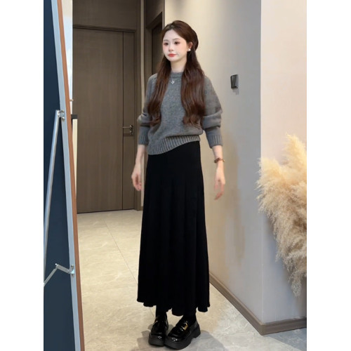 超顯白落日橘色圓領套頭毛衣女秋冬韓系小個子短款針織打底衫加厚