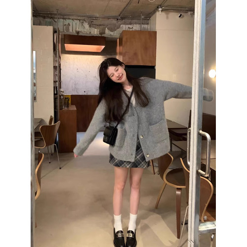 白色馬海毛v領毛衣開衫女秋冬加厚針織外套小個子寬松中長款上衣 白色馬海毛v領毛衣開衫女秋冬加厚針織外套小個子寬松中長款上衣