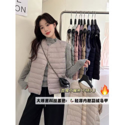 THE LIMON檸檬綠茶冬季輕薄羽絨內膽馬甲女冬季無袖保暖坎肩外套