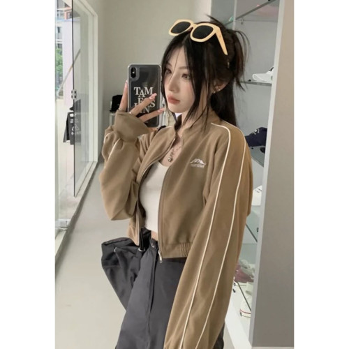 甜酷風正肩長袖運動短款衛衣外套女秋季款小個子辣妹夾克開衫上衣 甜酷風正肩長袖運動短款衛衣外套女秋季款小個子辣妹夾克開衫上衣