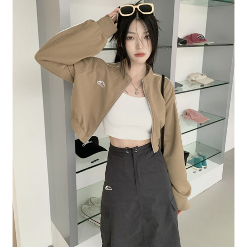 甜酷風正肩長袖運動短款衛衣外套女秋季款小個子辣妹夾克開衫上衣 甜酷風正肩長袖運動短款衛衣外套女秋季款小個子辣妹夾克開衫上衣