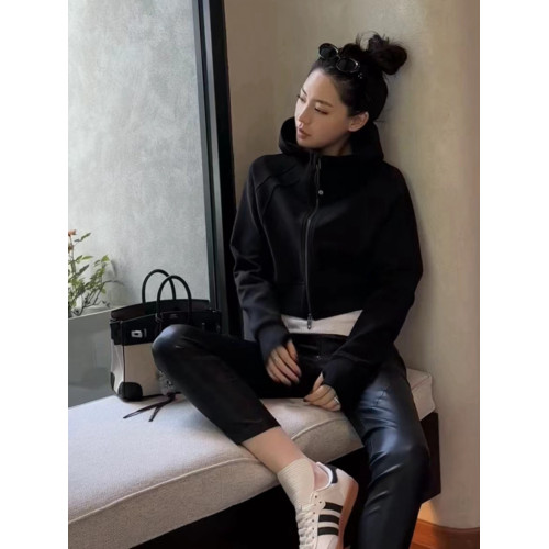 太空棉連帽立領衛衣女設計感春秋2025年新款寬松bf風小個子短外套 太空棉連帽立領衛衣女設計感春秋2025年新款寬松bf風小個子短外套