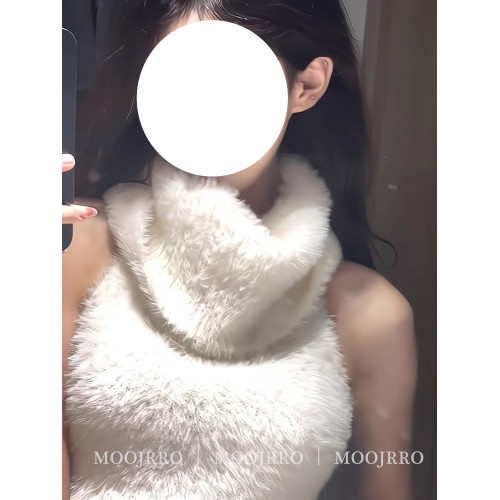 白色高領馬海毛套頭毛衣女秋季小個子慵懶風軟糯內搭短款無袖上衣 白色高領馬海毛套頭毛衣女秋季小個子慵懶風軟糯內搭短款無袖上衣