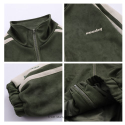 From Mars最後的迴憶 日系簡約麂皮絨拼接外套bf男女寬松運動夾克