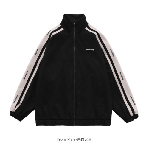 From Mars最後的迴憶 日系簡約麂皮絨拼接外套bf男女寬松運動夾克 From Mars最後的迴憶 日系簡約麂皮絨拼接外套bf男女寬松運動夾克