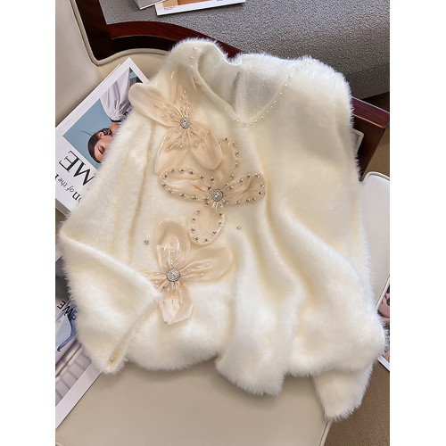 大碼女秋冬季新款高級感水貂絨v領毛衣胖mm顯瘦加厚打底內搭上衣 大碼女秋冬季新款高級感水貂絨v領毛衣胖mm顯瘦加厚打底內搭上衣