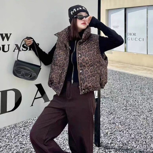 90絨豹紋2025新款秋冬白鴨絨女時尚百搭韓版潮流短款羽絨服馬甲 90絨豹紋2025新款秋冬白鴨絨女時尚百搭韓版潮流短款羽絨服馬甲