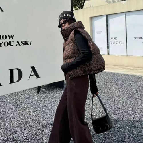 90絨豹紋2025新款秋冬白鴨絨女時尚百搭韓版潮流短款羽絨服馬甲 90絨豹紋2025新款秋冬白鴨絨女時尚百搭韓版潮流短款羽絨服馬甲