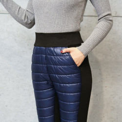 冬季中老年羽絨棉褲女外穿高腰加厚保暖寬松顯瘦加絨大碼媽媽褲子