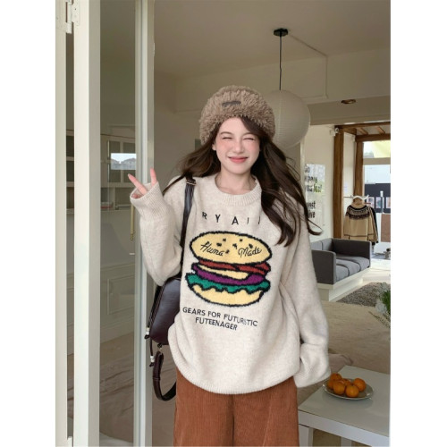 秋冬慵懶風套頭內搭毛衣女款2024新款加厚韓系軟糯寬松針織衫上衣