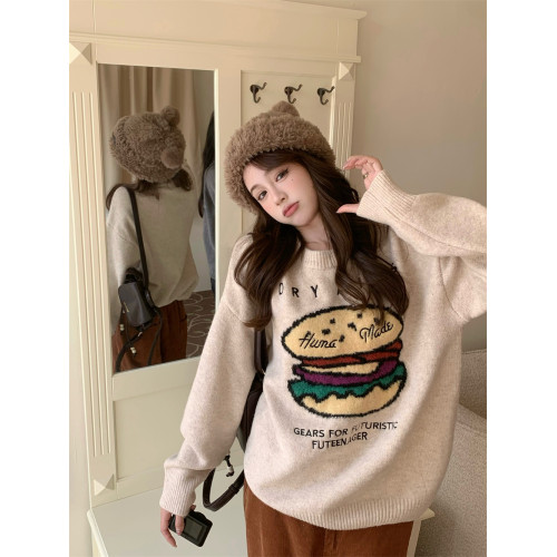 秋冬慵懶風套頭內搭毛衣女款2024新款加厚韓系軟糯寬松針織衫上衣